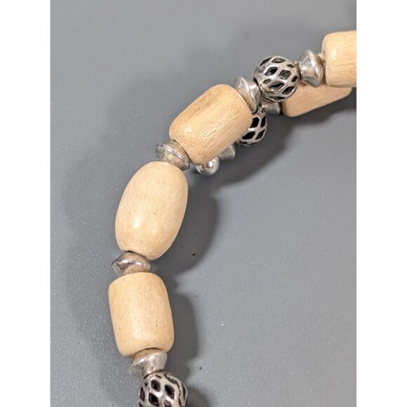 Alex & Ani 7" Wood Bead Bracelet With Metal Accents Boho Coastal - Picture 5 of 8